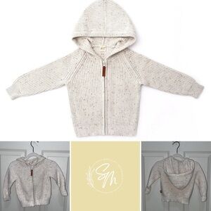 Goumikids Baby Organic Cotton Knit Zip Hoodie, Shell colored, 6-12 Months